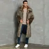 Designer Fashion Autumn and Winter Mens Square Collar Imitation Fur Long Coat Thick Warm Large ZY8K