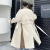 IEFB Fashion Male Autumn Spliced Long Trench Coat High Qualtiy Men Loose Lapel Double Breasted Windbreaker With Belt 9D0946 240118