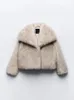 Luxury Lapel Faux Fur Fluffy Jacket Coat Women Loose Long Sleeve Warm Coats Female Winter Fashion Lady Overcoat Streetwear 240124