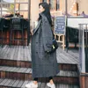 Woolen Plaid Coat Womens Mid-length Korean Oversized Autumn Winter Preppy Student Loose Over-the-knee Woolen Jackets