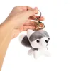 Sleutelhangers Leuke 4-inch Husky knuffel sleutelhanger met kristal Zacht materiaal Dierensleutelhangers Tasaccessoires en telefoonbedels