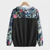 Giacche da uomo con cappuccio primavera causale fiori giacca a vento cappotti basic da donna cerniera bomber leggero