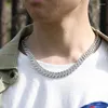 Naszyjniki wisiorek lodowe Rhombus Prong Cuban Link Naszyjnik dla kobiet Kolor Rhinestones Paved Choker Hiphop Men Jewelry