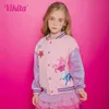 Vikita Girls Baseball Jacket Teenagers Sports Casual Orupty Onute jesień zima jednorożca cekiny zastosowane grube ciepłe kurtki 240127