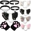 Party Supplies Lolita Cat Ear Headband With Bell Chocker Necklace Set Girl Plush Furry Hair Band For Women Girls Cosplay Dress