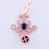 Charms Supplies For Jewelry Bijoux Zircon Flower Necklace Making Diy Copper Micro Pave Czech Dangle Wholesale