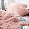 Set di biancheria da letto Tessuto in pile bianco rosa Inverno spesso 20 Set di biancheria da letto in puro colore Visone Veet Piumino Er Lenzuolo Federe in lino Drop Deliv Dhfv6