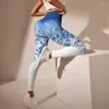 Pantaloni attivi Leggings da yoga tinti in cravatta da donna Leggings senza cuciture sportivi elastici ritagliati a vita alta Sollevamento dell'anca Fitness da corsa