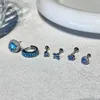 Boucles d'oreilles en acier inoxydable pour femmes, 1 pièce, Piercing en cristal bleu, bijoux de mariage coréen Cartilage Tragus