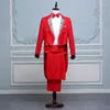 Men's Suits Men White/black//red Tailcoat Magician Clown Stage Party Prom 2pcs Set Groomsmen For Wedding Tuxedos Jacket Pants