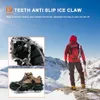 Crampons d'alpinisme à 19 dents avec poignées chaîne Spike griffe de neige couvre-chaussures en acier inoxydable unisexe marche randonnée accessoires 240125