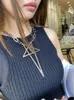 Punk Rock Hip HopTrend exagérer chaîne grossière Pentacle pendentif acier starter collier pour femmes hommes filles bijoux 240131