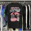 Hellstar Designer Mens Tshirt Rapper Washed Craft Craft Craft Short Top High Street Retro Hell Womans T-shirt American Lettring Foil Print Geometric Modèle