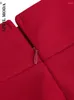 Jupes rouges femmes taille haute a-ligne poches jupe décontracté été évasé midi années 1950 rétro swing pinup bureau dame vêtements de travail