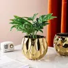 Vases Nordic Gold Ceramic Vase Geometric Shape Flower Pot Office Arrangement Decorative Home Decor