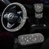 Steering Wheel Covers Car Cover Drill Water Armrest Box Inlaid Rhinestone Pad Handle 3Pcs/Set Multiple Colors Optional