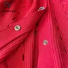Robes décontractées EFATZP 2024 France Haute Qualité Tricot Rouge V Cou Robe Lettre Tricot Creux Out Élégant Fête Mode Femmes