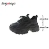 chunky sneakers for women platform sport shoes black white running thick soled height increasing womens 240130