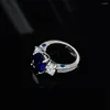 Cluster Rings Wong Rain 925 Sterling Silver Oval 5CT Sapphire High Carbon Diamond Gemstone Wedding Engagement Fine SMEEMBY RING FÖR KVINNOR