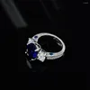 Anillos de racimo Wong Rain 925 Plata esterlina Oval 5CT Zafiro Alto Carbono Diamante Piedra preciosa Compromiso de boda Anillo de joyería fina para mujeres