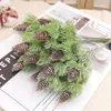 装飾的な花7枝人工プラスチックパインナッツコーンクリスマスパーティーのための偽の植物の木