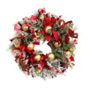 Couronne de fleurs décoratives de noël rouge, pour porte d'entrée, fenêtre dorée, décorations murales, guirlande d'ornement 2024, Guirnalda Navidad