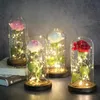 LED Glass Immortal Rose Enchanted Galaxy Decoration Home Furnishing Eternal 24K Gold Foil Foil Glass Cover Cover Valentine's 219p