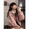 Giacche da donna HOUZHOU Vintage Y2k Giacca in pelle scamosciata rosa Donna Moda coreana Streetwear Cappotto corto stile college preppy giapponese