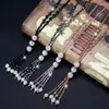 Ожерелья с подвесками, корейская мода, блестящие хрустальные бусины, длинное ожерелье с кисточками для женщин, простой свитер-цепочка, очаровательные женские вечерние украшения