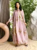 Vêtements ethniques Eid Maxi Party Robe Femmes Musulmanes Abaya Inde Stand Col Abayas Broderie Paillettes Robes Kaftan Longue Robes Largos