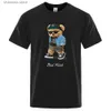 Herr t-shirts sommar casual t-shirt bli arg dålig humör att gå tyst nallebjörn kort ärm herr t-shirt hip hop tops casual varumärke män tees t240202