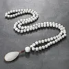 Pendentif Colliers 108 Reiki Mala Perles Hommes 6mm Givré Brillant Blanc Porcelaine Anxiété Collier Pour Femmes Yoga Joueur Bijoux Cadeau