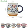 Kubki duże francuskie ręcznie malowane ceramiczna kubek Kreatywny kubek do kawy z uchwytem para herbaciarnia domowa śniadanie Prezent