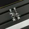 Chim Style Diamond Stud Çift Mektup Küpeler Şık Star Pander Ear Stud Luxury Noel Hediyesi Kutu