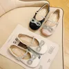 Flickor Princess Shoes Spring Fashion Mary Jane Dress Rowtie Shoes Baby Kids Flats Patent Brand Rhinestone Glitter Soft Sole 240124