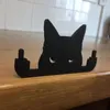 Garden Decorations 1PCS Fence Decoration Table Decor Funny Room Window Middle Finger Cat Black