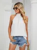 Kvinnors tankar Summer Halter T Shirts For Women 2024 Fashion Streetwear Löst rygglösa Sexiga toppar Kvinnlig överdimensionerad avslappnad ärmlös tee -skjorta