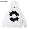 Vintage Mens Hoodie Sweatshirt Y2K Grunge Hip Hop Ripped Embroidery Teeth Patch Hooded Streetwear Harajuku Punk Gothic Pullover 240202