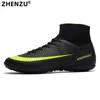 Zhenzu Men Black Turf Soccer Shoes Kids Cleats Football Training Boots High Onkle Sport Sneakers Size 3545 240130