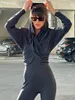 女性用ブラウスclaciveファッションブラックニットシャツエレガントなスリムフード付き長袖シャツストリートウェアクラシッククロップトップス女性服
