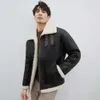 Original Ecological Leather and Fur Integrated Mens Jacket Winter Thickened Short B3 Flying Suit Motorcycle 1K57