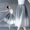 Palco desgaste longo ballet tutu saias para mulheres adultos trajes gradiente cor bailarina roupas festa prática roupas de dança moderna