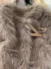 Fluffy Faux Fur Women Coats Lace Up Long Sleeve Solid Female Overcoat Winter Elegant Fashion Warm O Neck Ladies Coats 240124