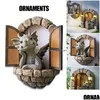 Decoratieve Objecten Beeldjes Schattige Kleine Draak Dinosaurus Meditatie Leesboek Scpture Figuur Tuin Woondecoratie Hars Ornam Dhvr5