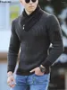 Herrtröjor Autumn Winter Men casual vintage stickad tröja ull Turtleneck överdimensionerad 2024 koreanska varma bomullsdragningar