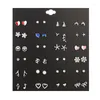 Ohrstecker 24 Paare/Lot Mix Herz Kleines Set Für Frauen Geometrische Silber Farbe Strass Ohrring Modeschmuck