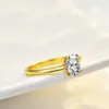 Cluster Rings Trumium 1CT 925 Sterling Silver 18K Gold Plated Ring Oval Cut 5a Cubic Zirconia Wedding Band Engagement Promise for Women