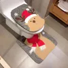 Toalettstol täcker julskyddet och mattan set 2st noovens flanell tyg överrock fall xmas hem badrumstillbehör