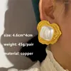 Stud Earrings Vintage Gold Color Metal Pearl Large Earring Irregular For Women Jewelry 2024