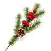 Dekorativa blommor 1/5st Artificial Floral Decor Christmas Pine Cone Red Berry Diy Home Xmas Present Box Ornament